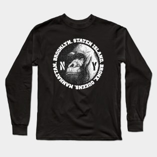 Brooklyn, Staten Island, Bronx, Queens, Manhattan, The Five Boroughs New York Gorilla. Long Sleeve T-Shirt